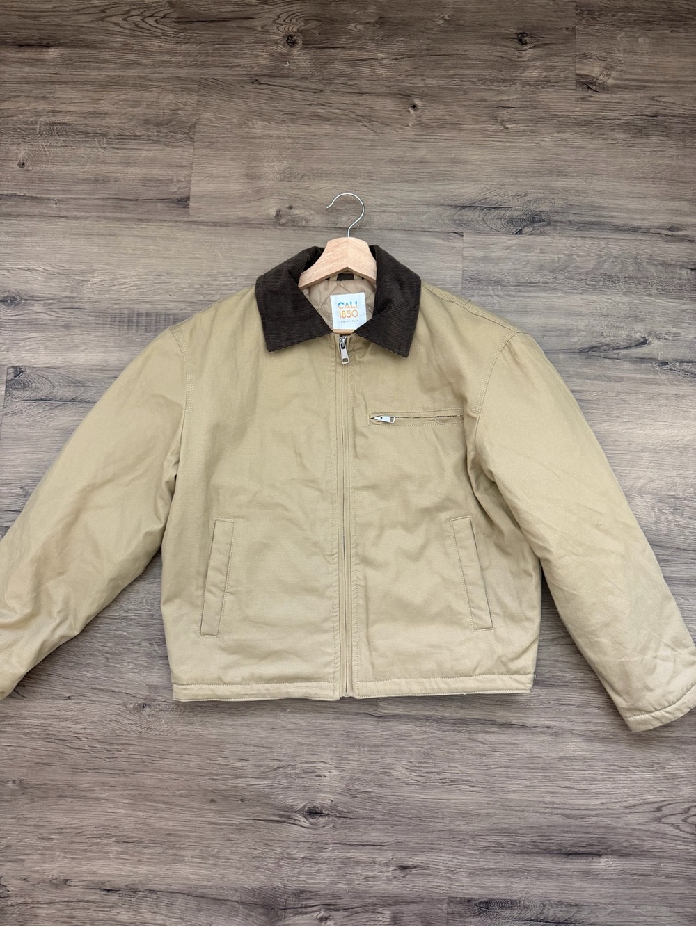 Classic Tan Work Jacket with Dark Brown Collar corduroy
